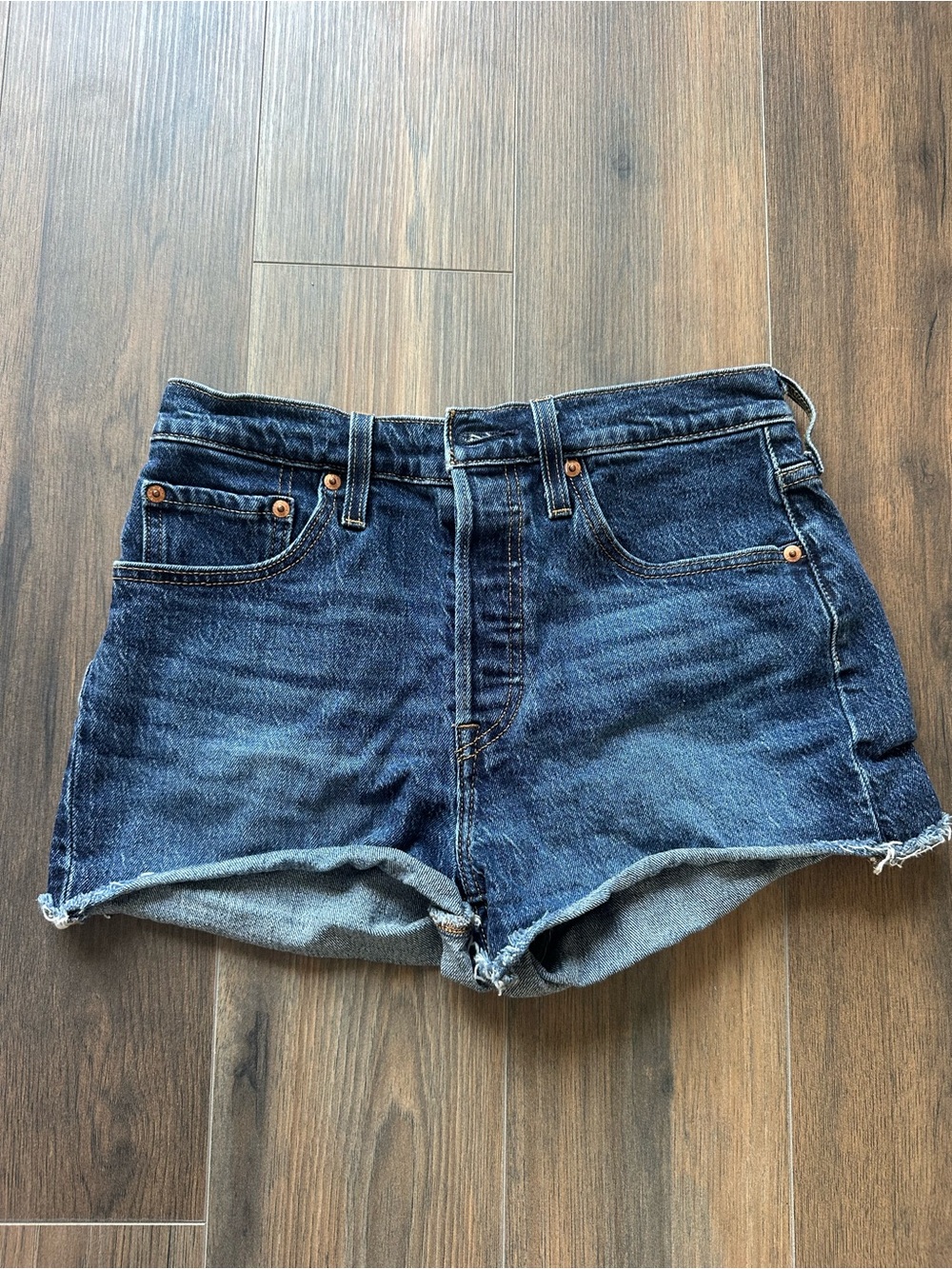 Levi's 501 Dark Blue High-Rise Denim Shorts